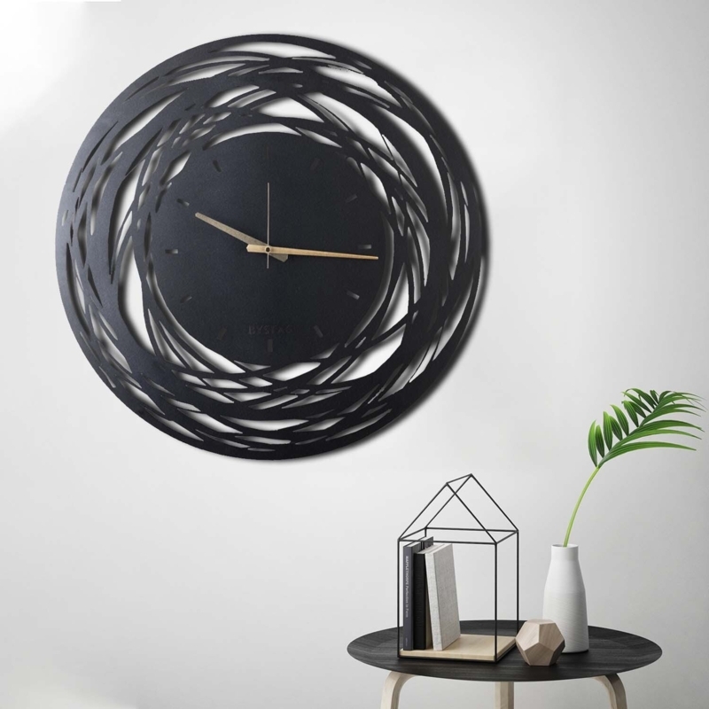 White Marble Square Wall Clock with Gold Veins