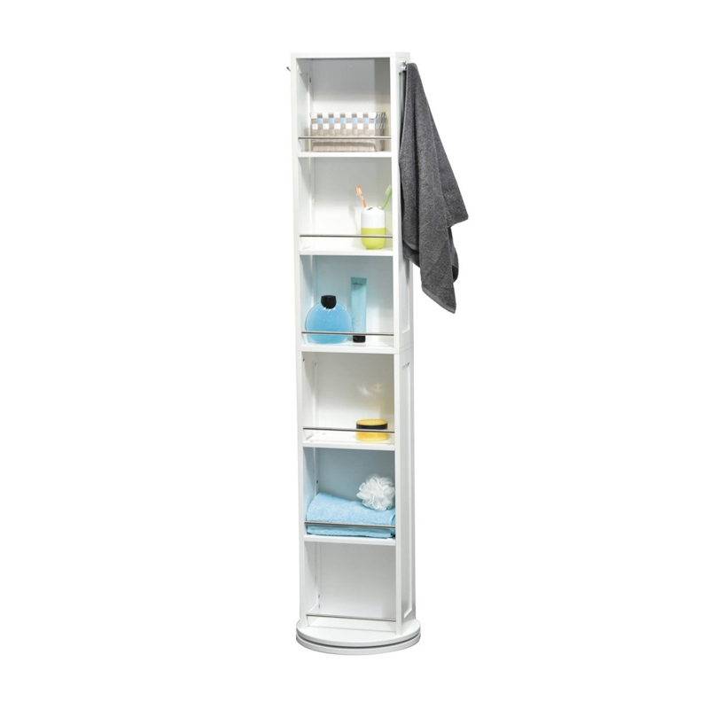 Rotating Tower Bathroom Cabinet with Mirror