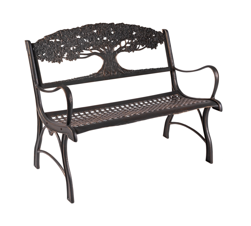 Iron Loveseat Bench with Detailed Backrest