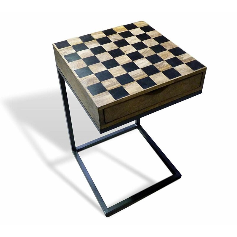 Minimalistic Chess Table with Slim Metal Frame