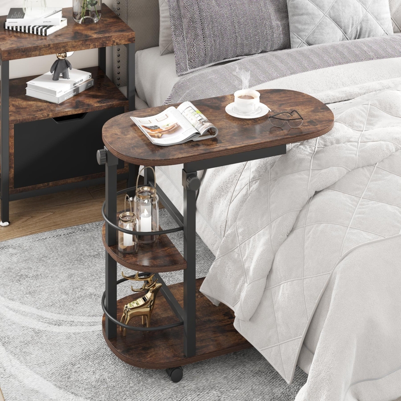 Adjustable Height C-Shaped End Table