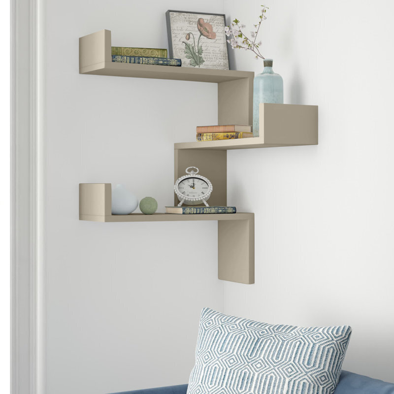 Modern Corner Shelf With Geometric Design