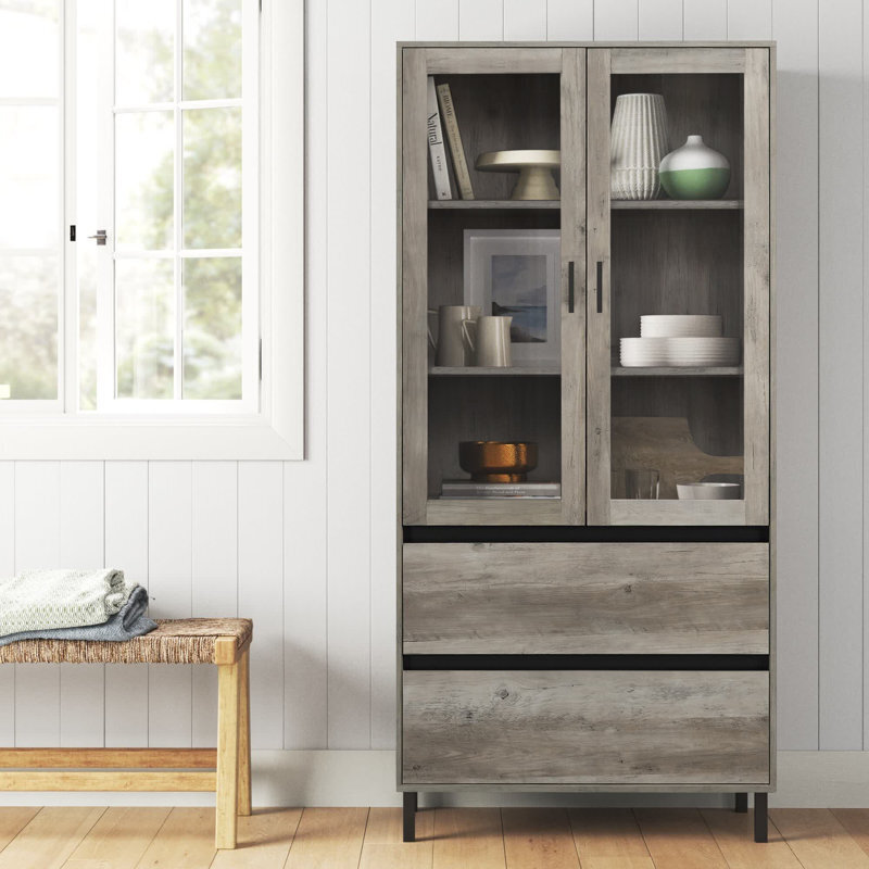 Modern curio cabinet with drawers