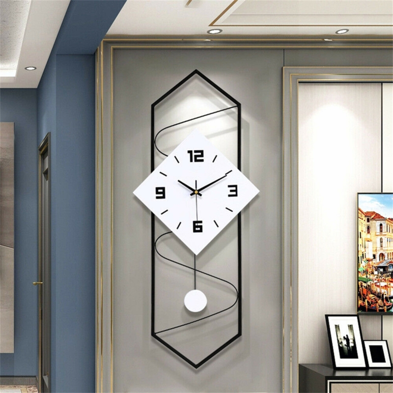 Iron and Solid Wood Framed Wall Clock