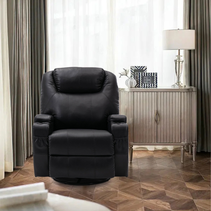 Upholstered Recliner Chair with Massage and Rocking