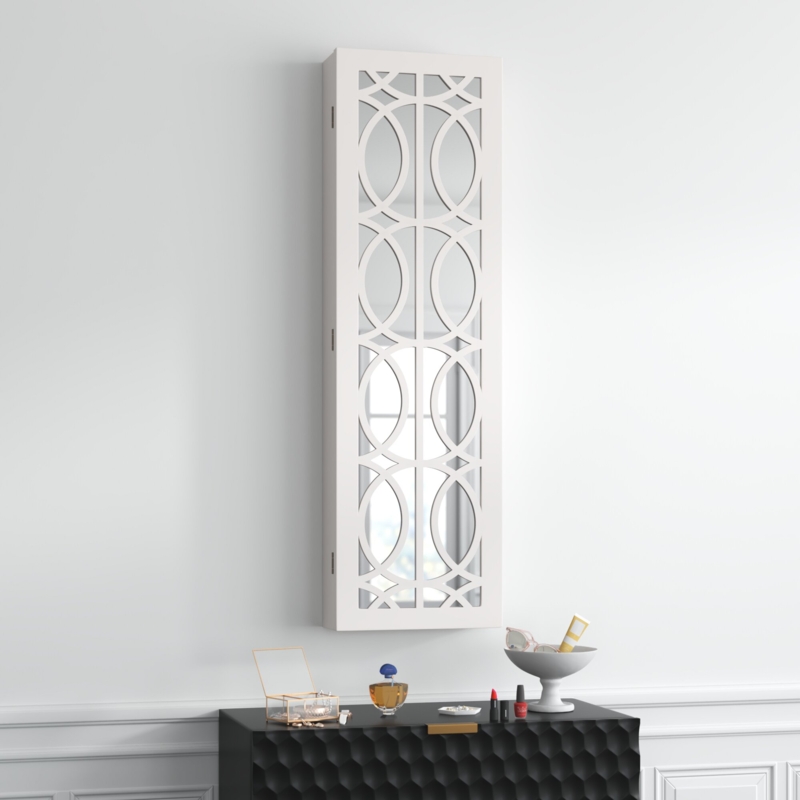 Wall-Mounted Jewelry Armoire with Mirror