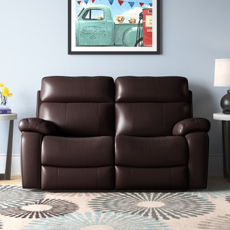 Reclining Loveseat in Genuine Leather