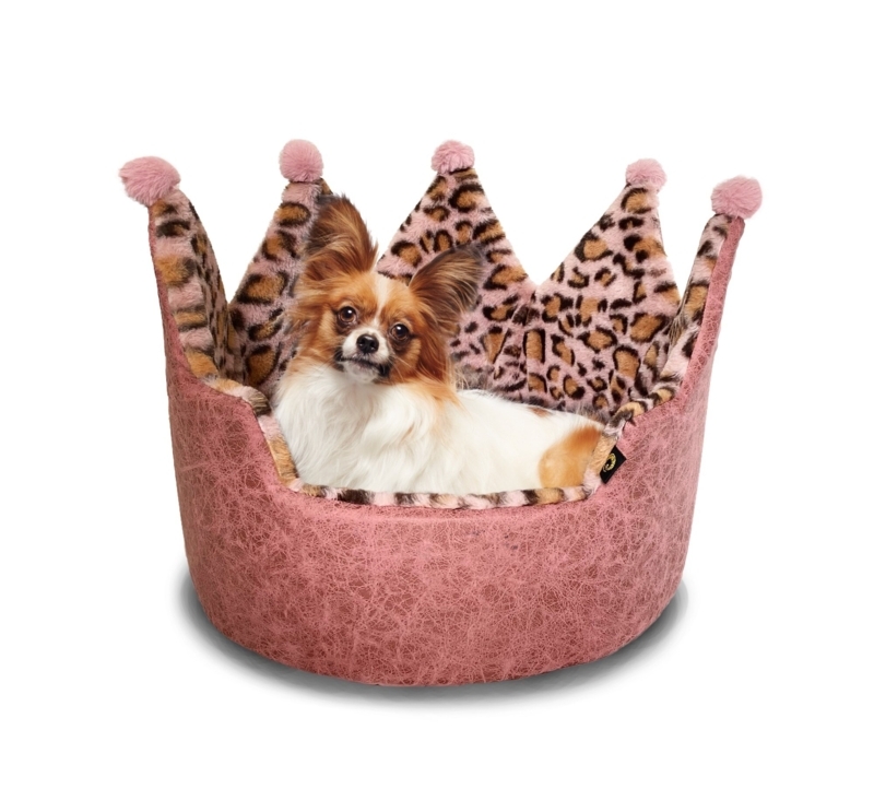 Crown-Shaped Pet Bed with Leopard Pattern