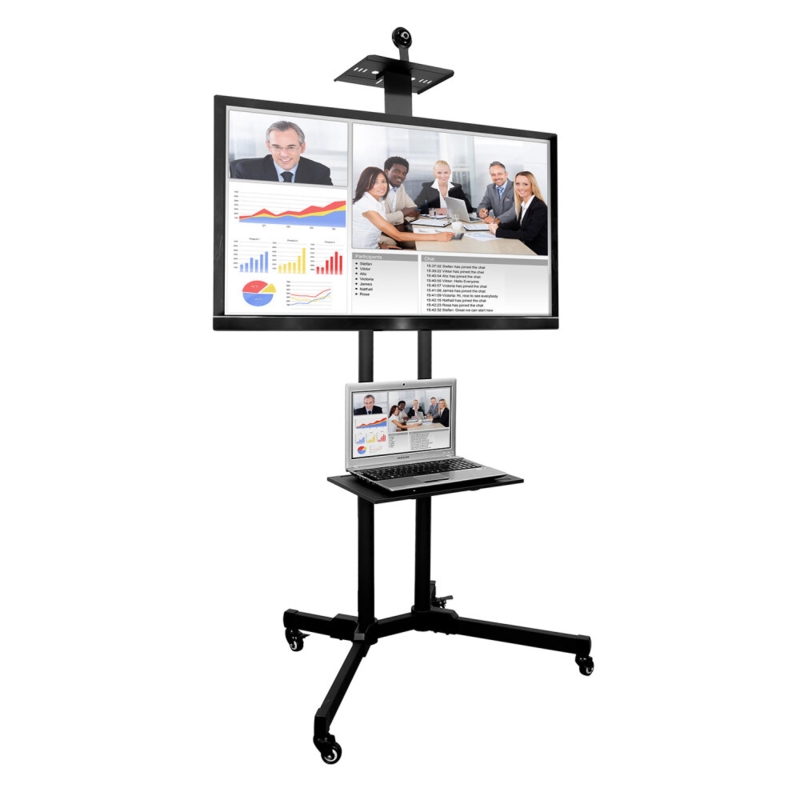 Mobile TV Stand with Rolling Casters and Shelf