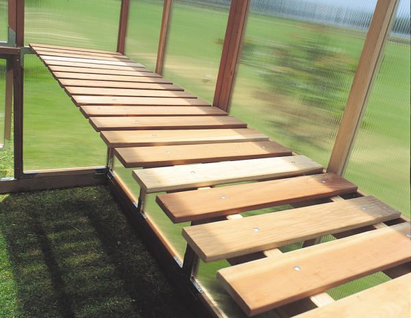 Redwood GardenHouse Bench with Side Shelf