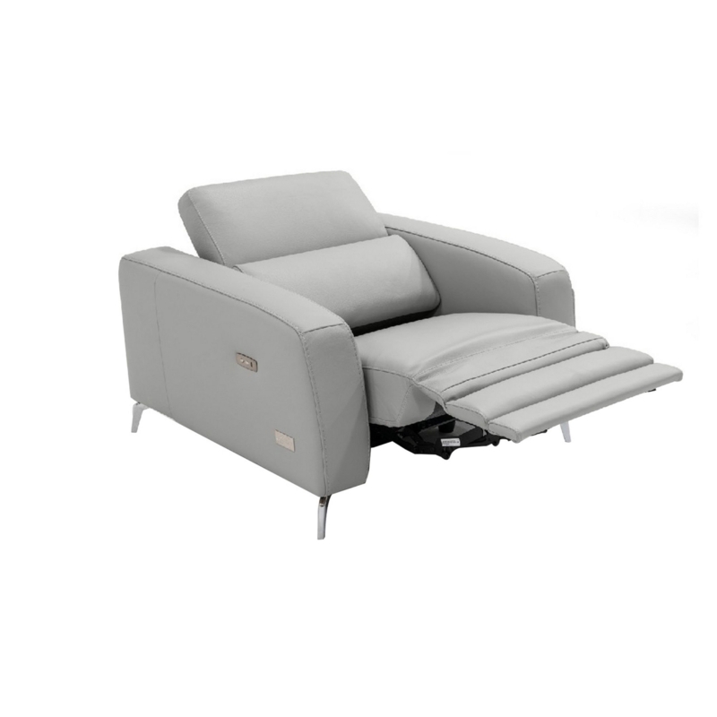 Upholstered Italian Leather Reclining Chair with USB Charger