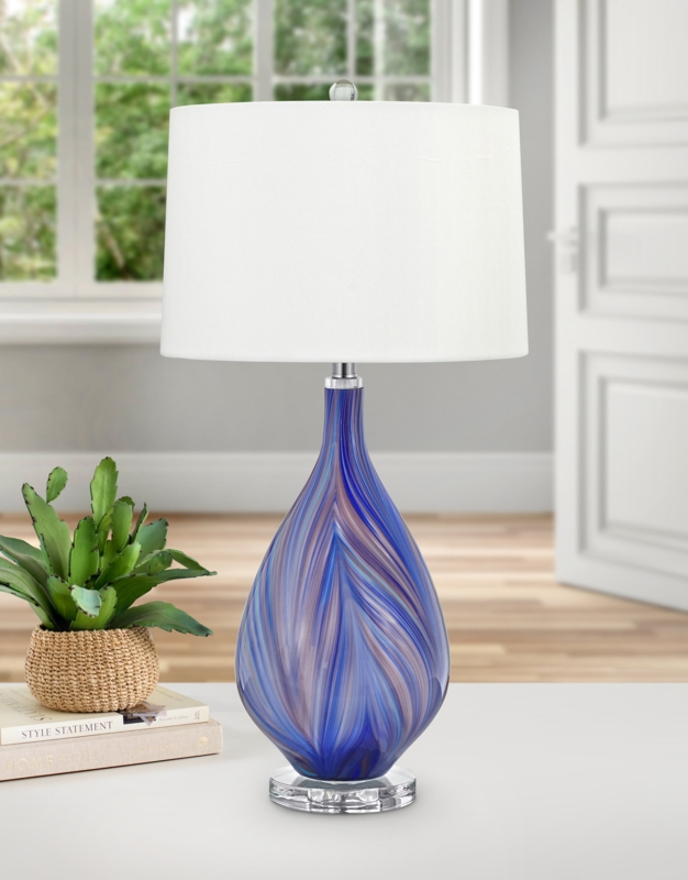 Contemporary Blue and Purple Swirl Table Lamp