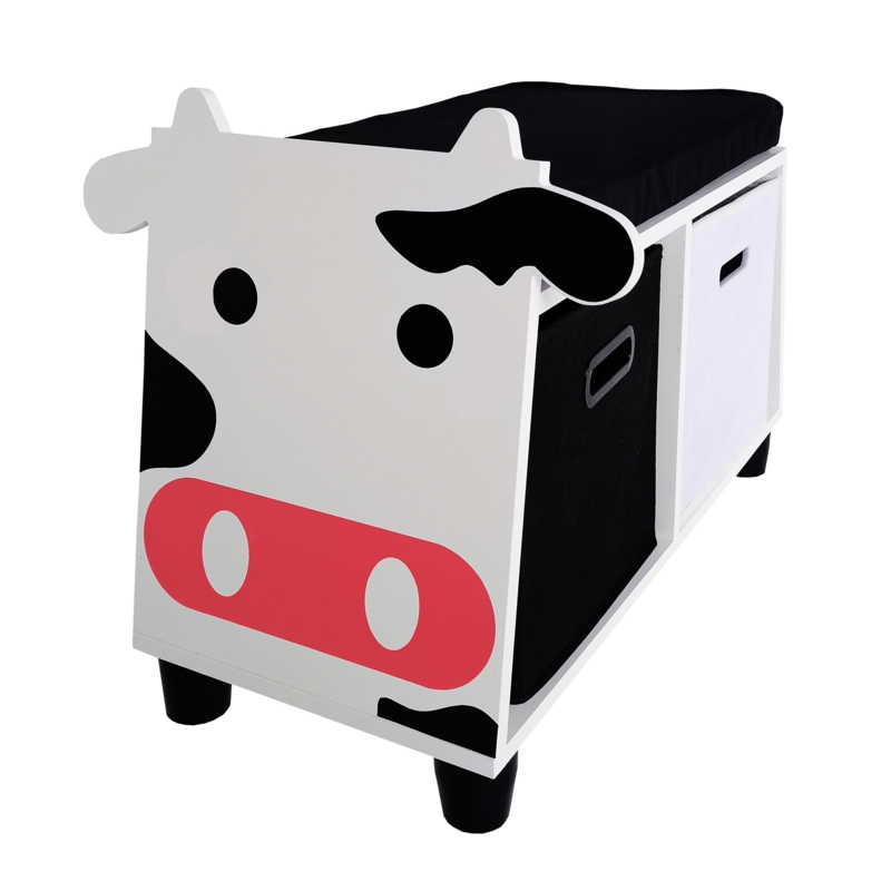 Cow-Themed Storage Bench for Kids