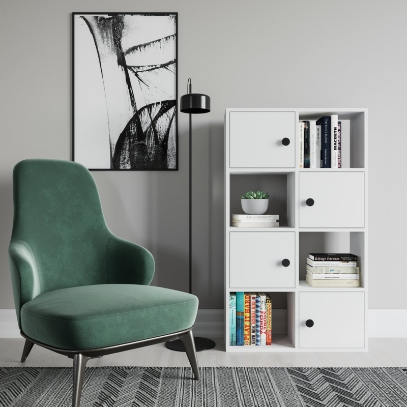 Contemporary Cubby Shelf with Doors