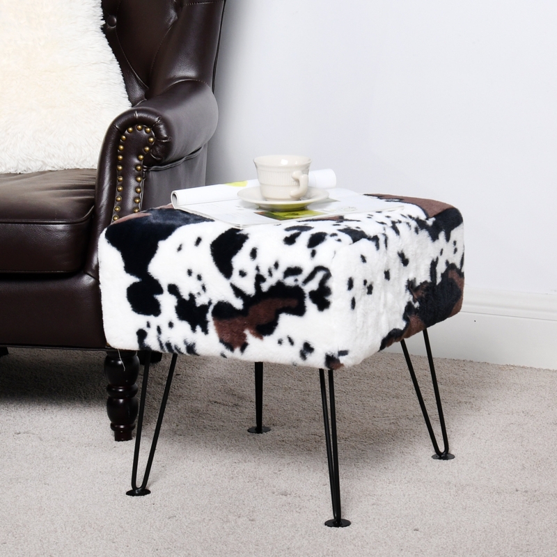 Upscale Faux Fur Ottoman with Hairpin Legs