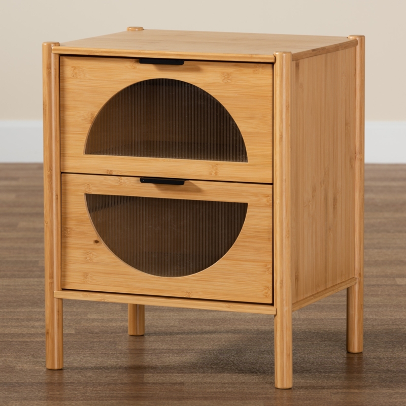 Bamboo End Table with Crescent Windows