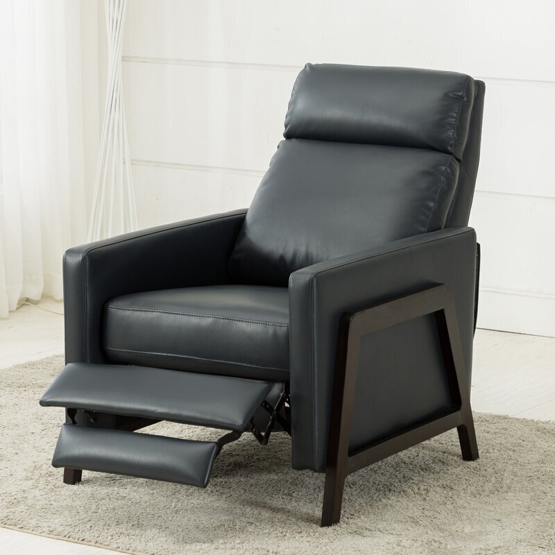 Narrow Recliner with Wooden Arms