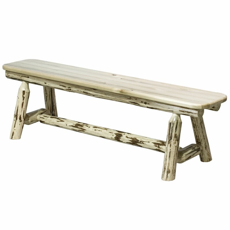 Naturalistic solid wood log bench