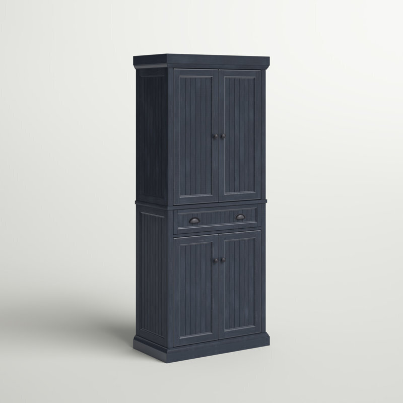Navy Wood Kitchen Pantry Storage Cabinet