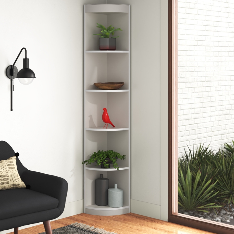 Corner Bookcase with Fan-Shaped Shelves