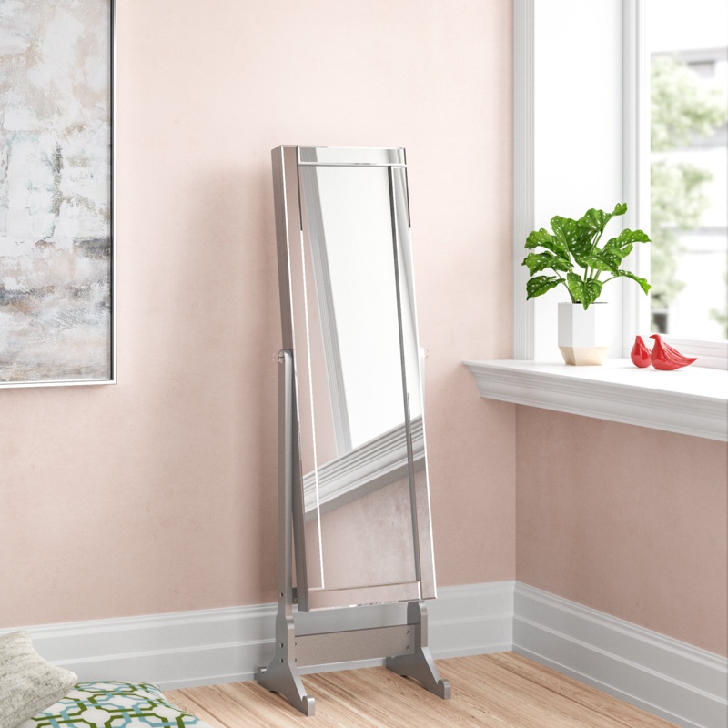Full-Length Freestanding Armoire with Mirror Border