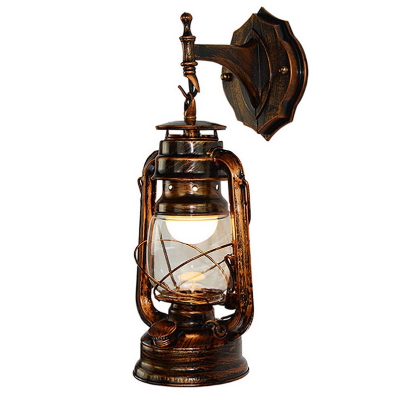 Nautical Lantern Wall Sconce with Glass Shade