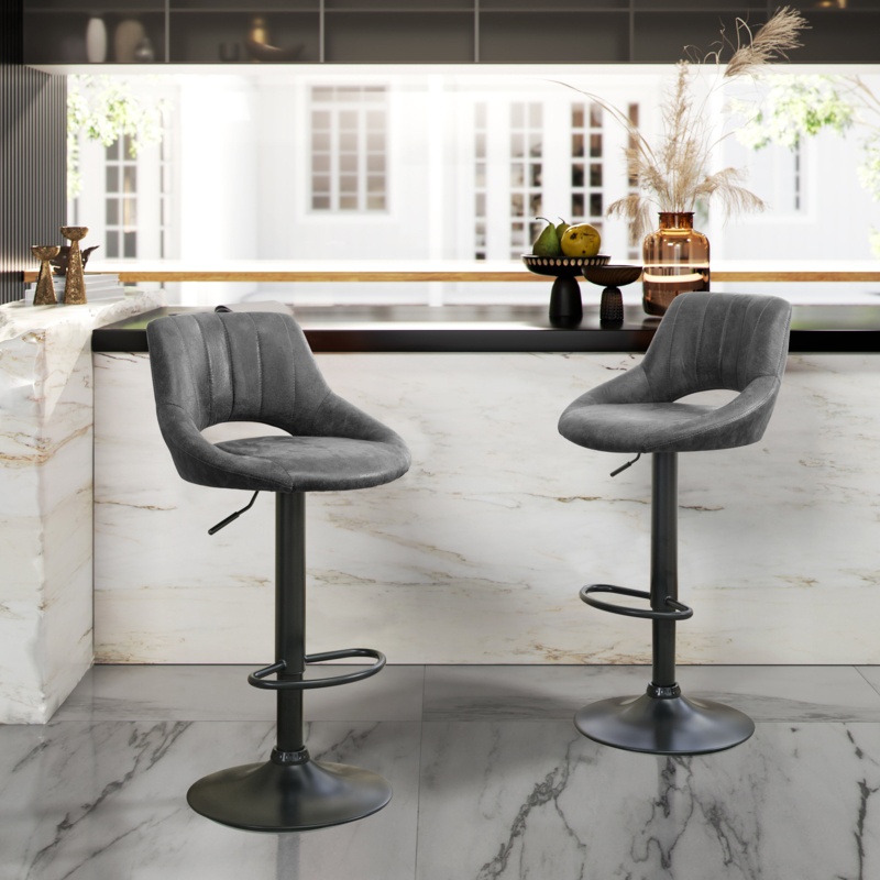 Height Adjustable Swivel Stool with Back Support