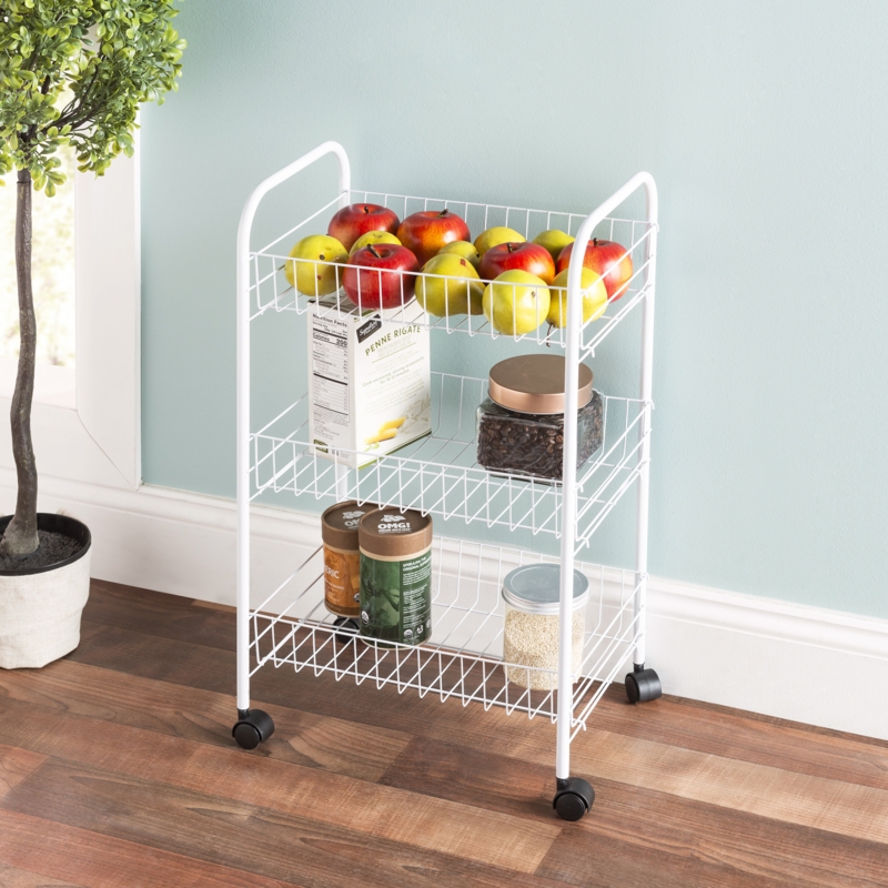 Rolling Kitchen Cart with Steel Shelves