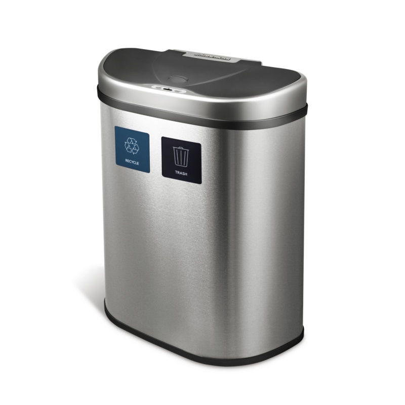 Nine Stars Steel 18.5 Gallon Motion Sensor Multi-Compartments Trash and Recycling Bin