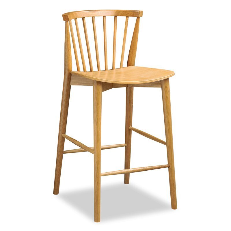Oak Colored Wooden Bar Chair With Backs