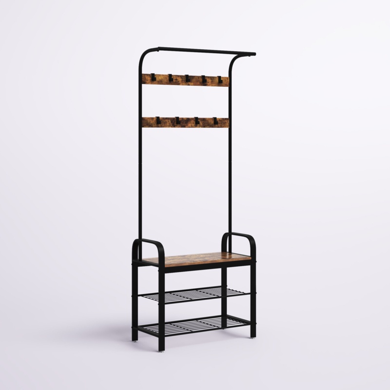 Odysseus 28.3'' Wide Hall Tree with Bench and Shoe Storage