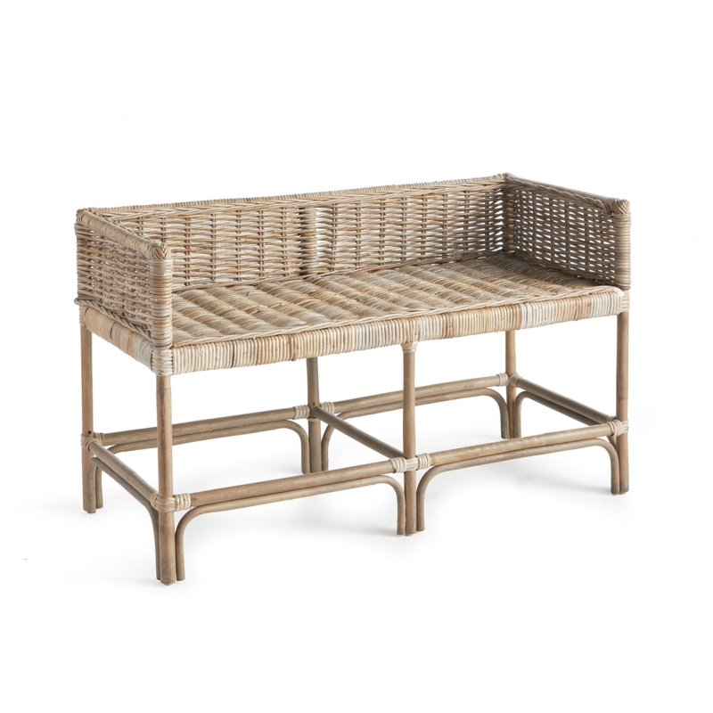 Casual Wicker Bench with Tray Top