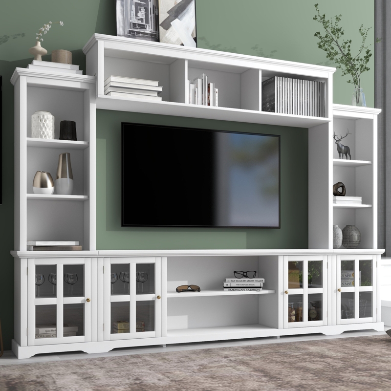 Luxurious TV Stand Set with Tempered Glass