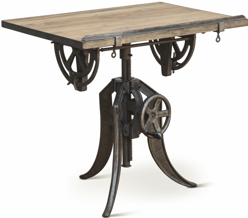 Rustic Reclaimed Adjustable Crank Table