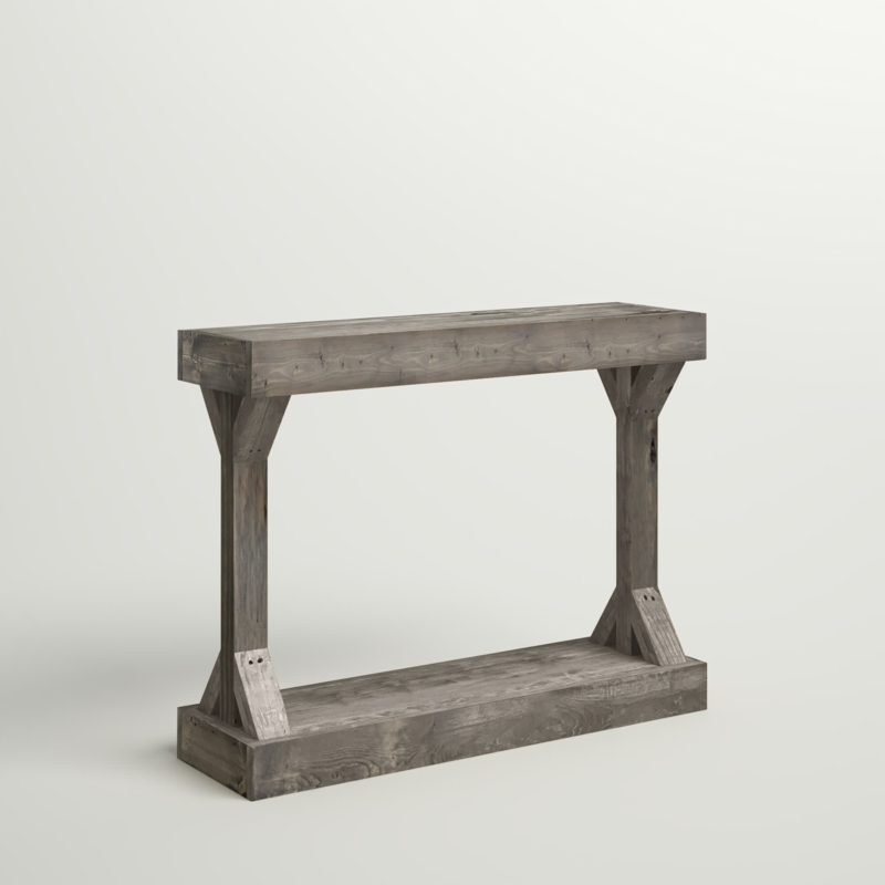Solid Wood Console Table with Lower Shelf