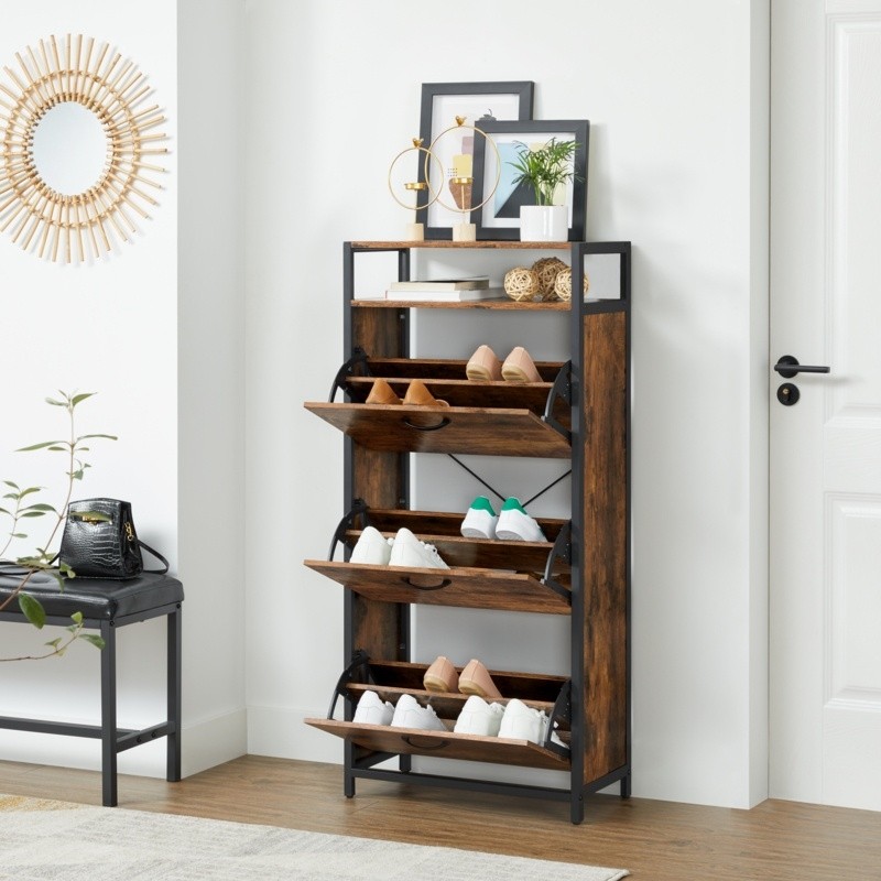 Open 18 Pair Shoe Storage Cabinet