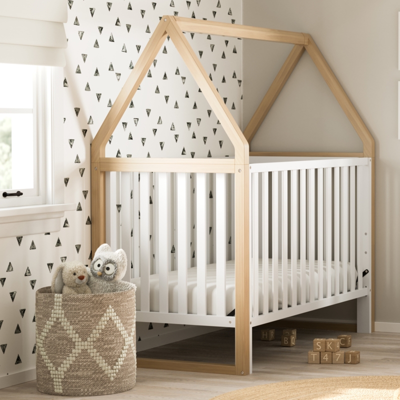 Rustic Convertible Crib with Detachable Canopy
