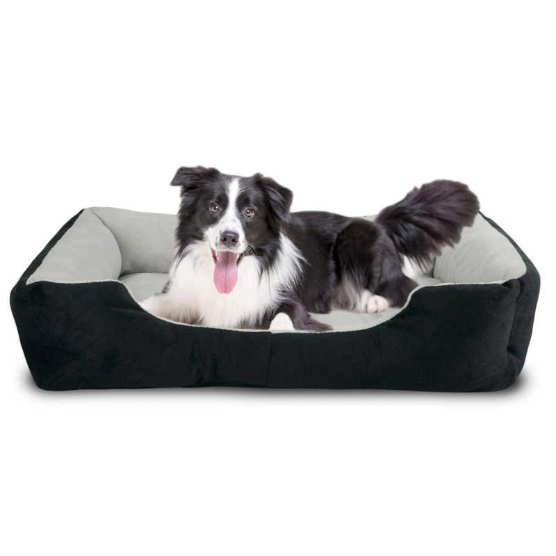 Friends Forever Bolster Dog Bed Rectangular Crate Pad, Med Green, Small