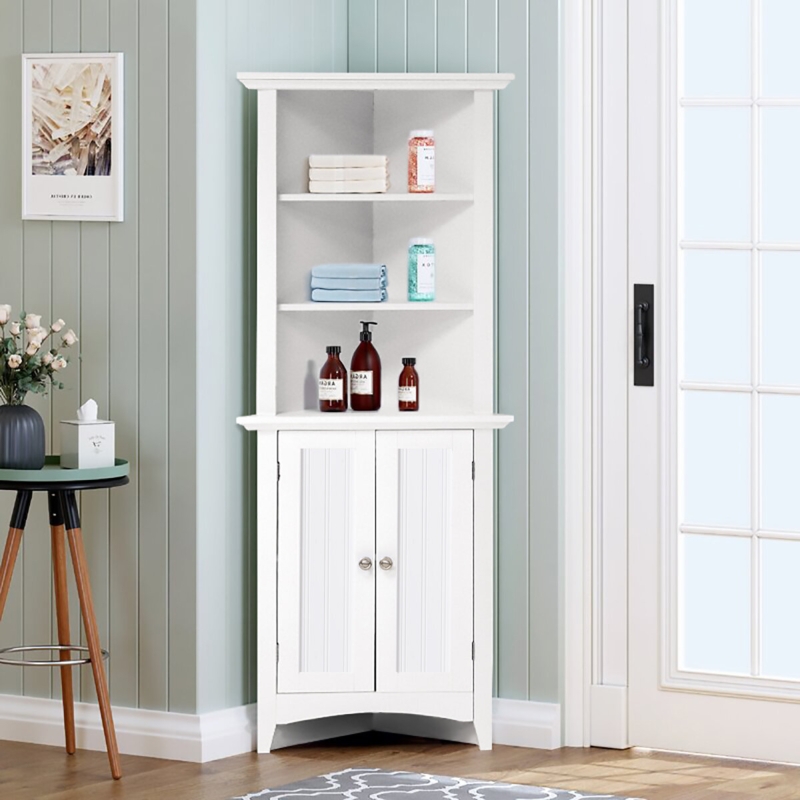 Freestanding Corner Cabinet with Shelves