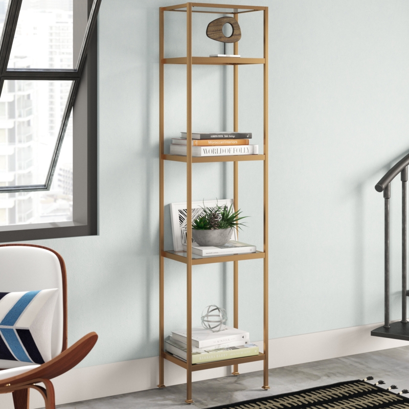 Metal and Glass Etagere Bookcase