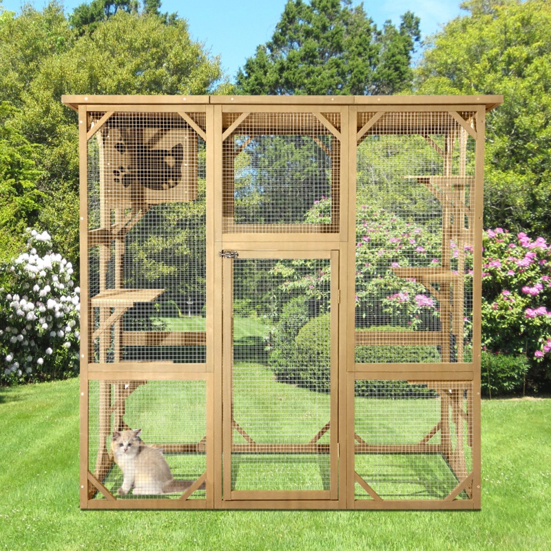 Spruce Wood and Mesh Cat House