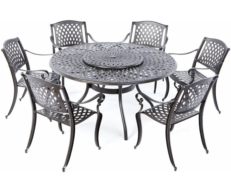 Outdoor garden dining table with lazy susan