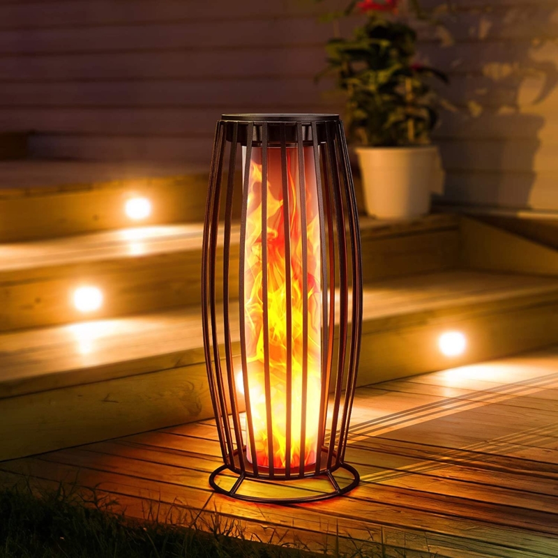 Solar-Powered Flickering Flame Table Lantern