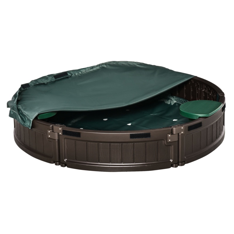 Outsunny 48.5'' x 8.25'' Plastic Round Sandbox with Cover