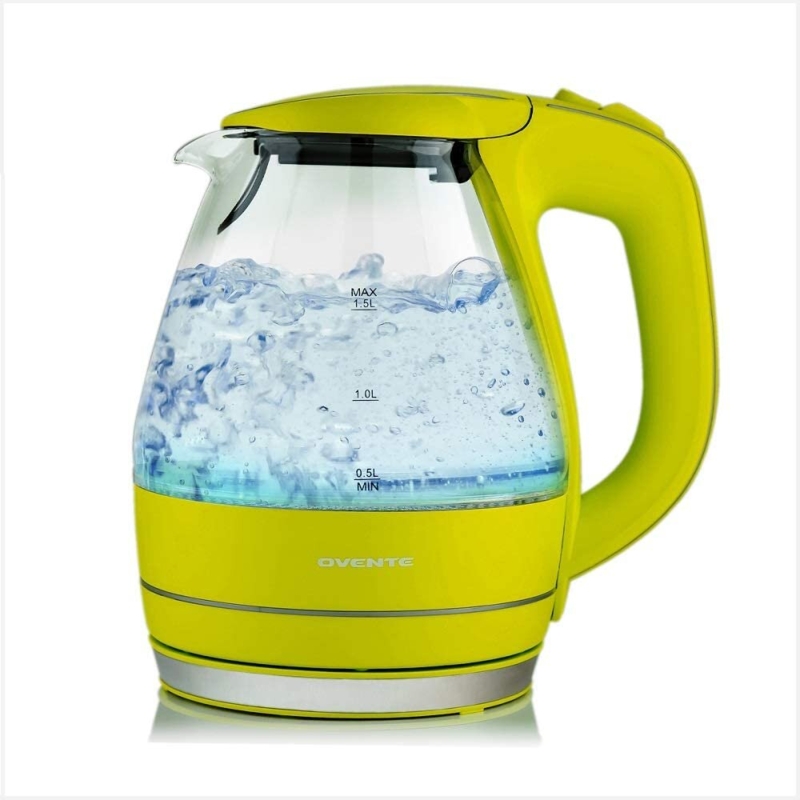 LED Illuminated Electric Kettle with Glass and Stainless Steel Design