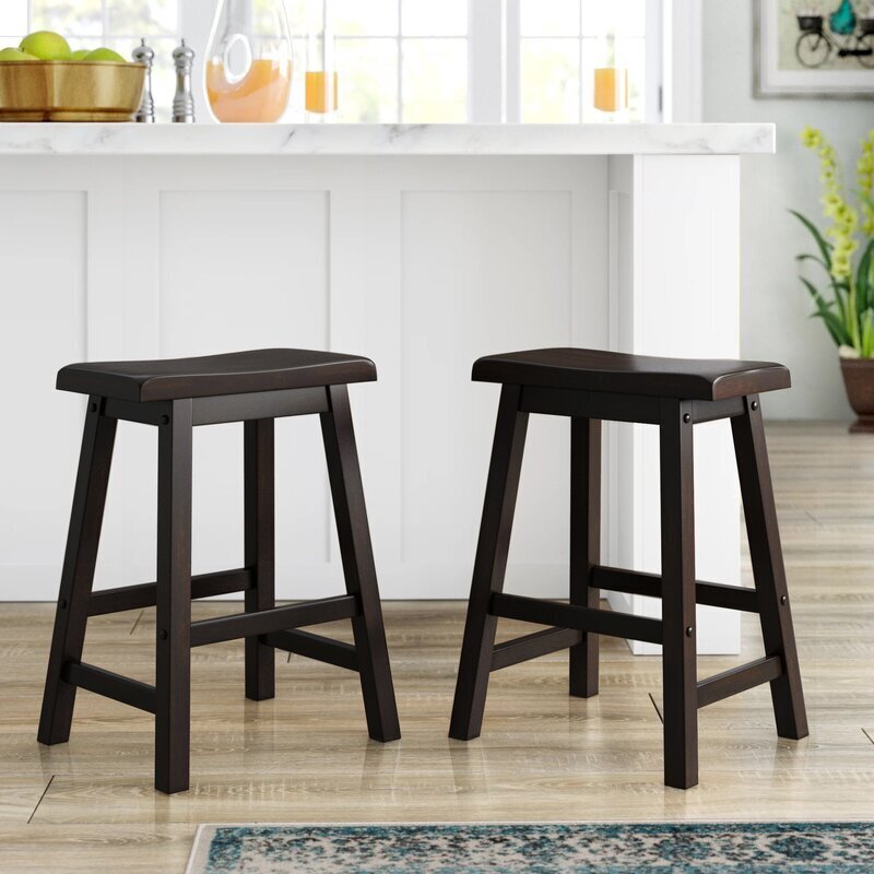 Pair of Wood Narrow Bar Stools for Small Spaces