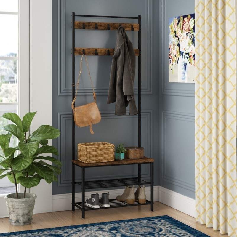 Parke 27.6'' Wide Hall Tree with Bench and Shoe Storage