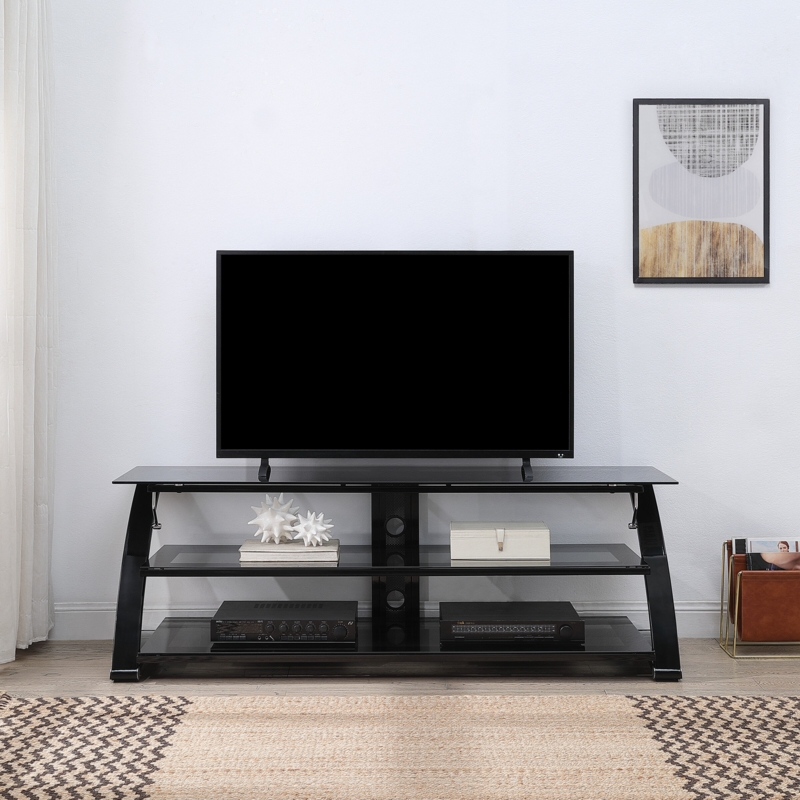 67" TV Stand with Smoked Glass Shelves