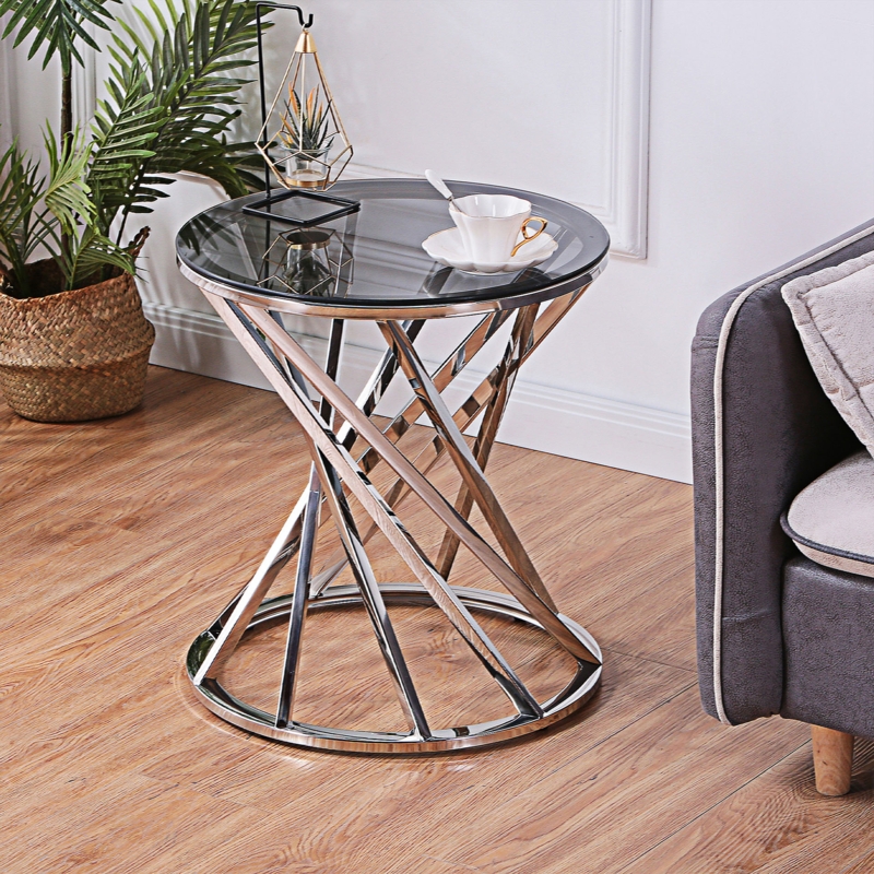 Spiral Frame Rounded Top Accent Table