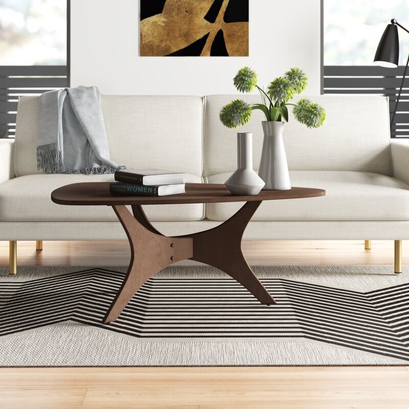 Pecan Colored Pie Shaped Coffee Table